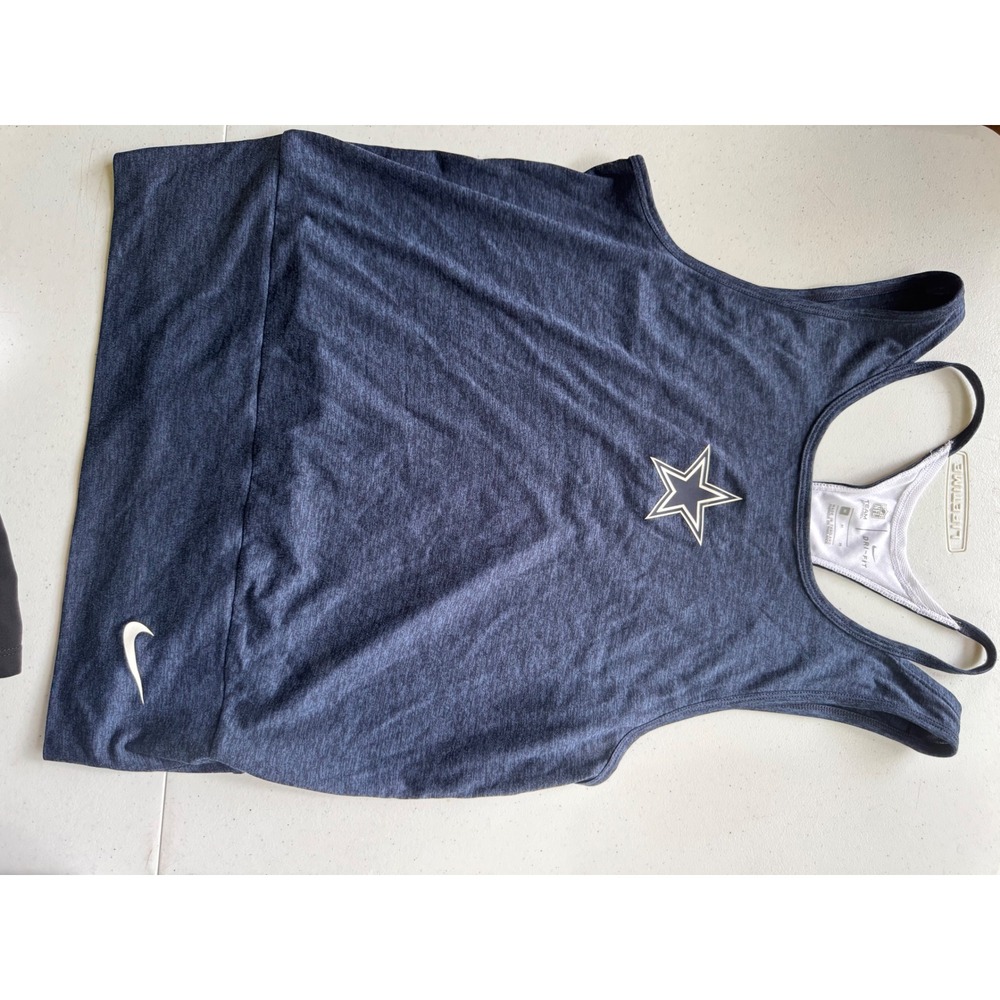 Nike NFL‎ Dallas Cowboys Dri-FIT Racerback Tank Top Navy Blue Heather Womens Med